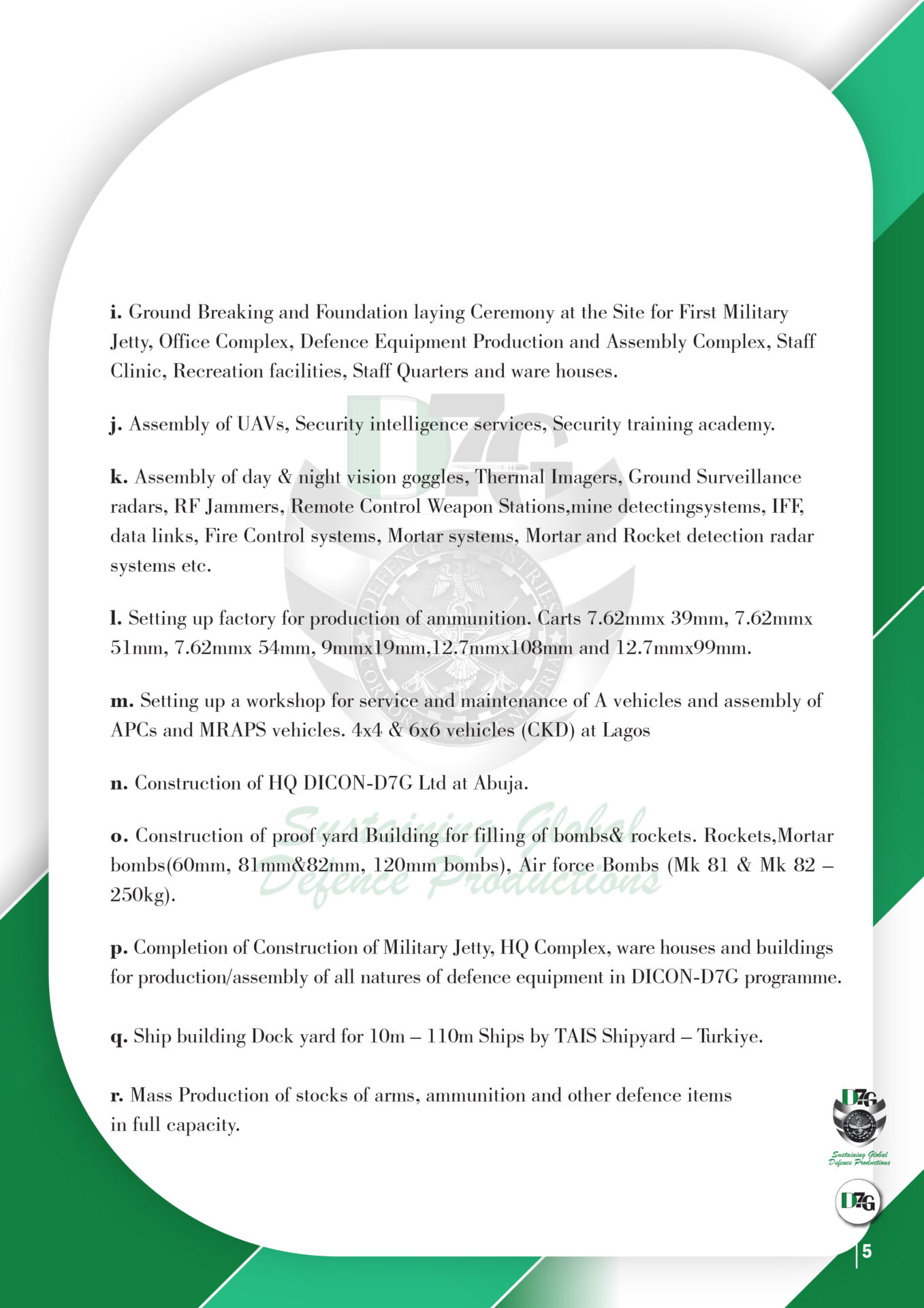 D7a Programmes D7G.ng – D7G is an Indigenous Defence Related